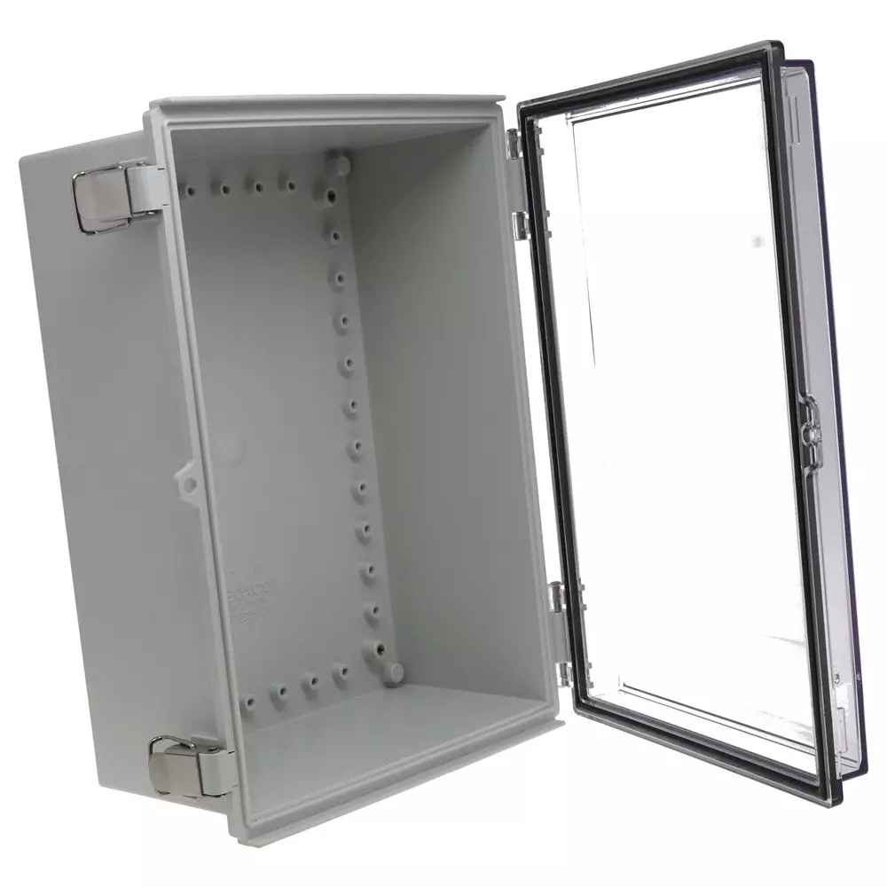 BUD INDUSTRIES Enclosure, Pc/Gfr, Gray/Clear, PTQ-11053-C