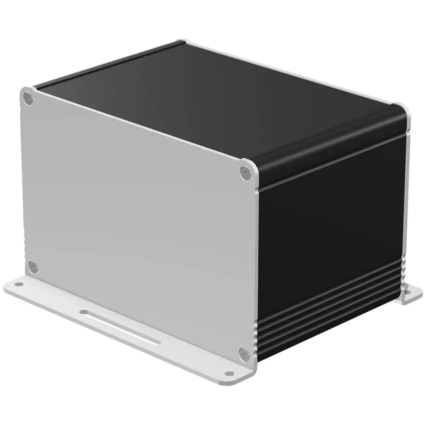 takachi-exf-series-aluminum-extrusion-case-with-flanged-feet-141x93x97-mm-black-silver-exf14-9-10bs