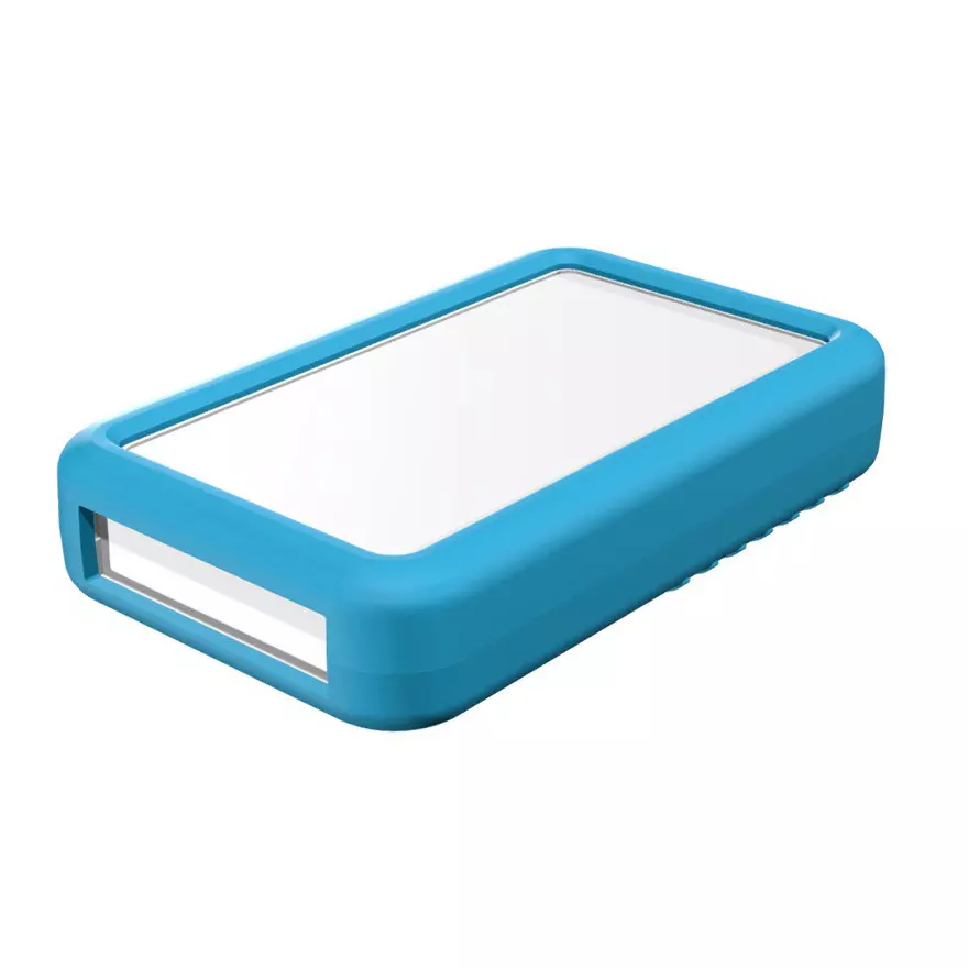 TAKACHI LCS Series Plastic Handheld Enclosure with Silicone Cover 120x74x24 mm Off-White / Blue, LCS115-F3-WB