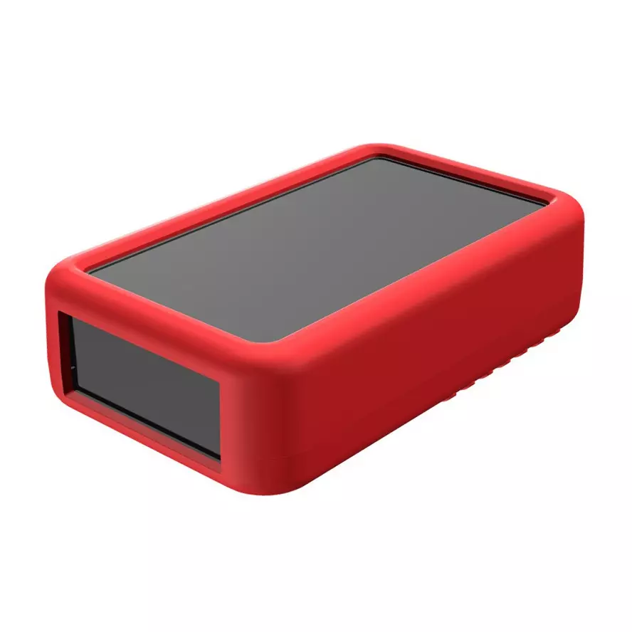 TAKACHI LCS Series Plastic Handheld Enclosure with Silicone Cover 120x74x32.5 mm Dark Gray / Red, LCS115H-F3-DR