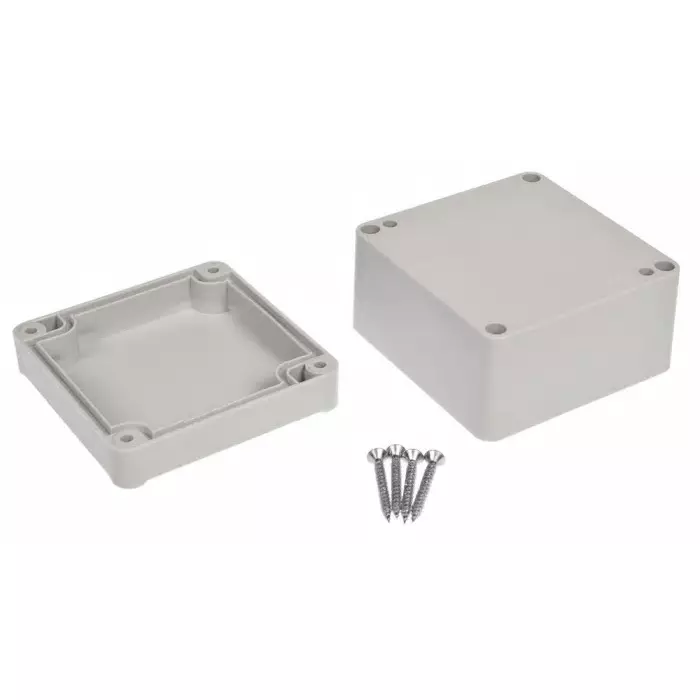 RS PRO Grey ABS Enclosure, IP65, IK09, Grey Lid, 81.95 x 79.95 x 55 mm Model No 1862269