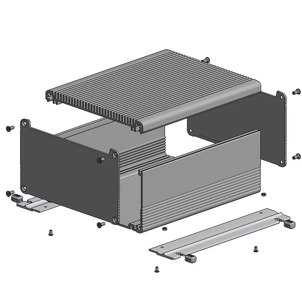 TAKACHI EXHF Series Heat Sink Aluminum Case with Flange Foot 287.5x128.75x384 mm Dimension, EXHF29-13-38SS