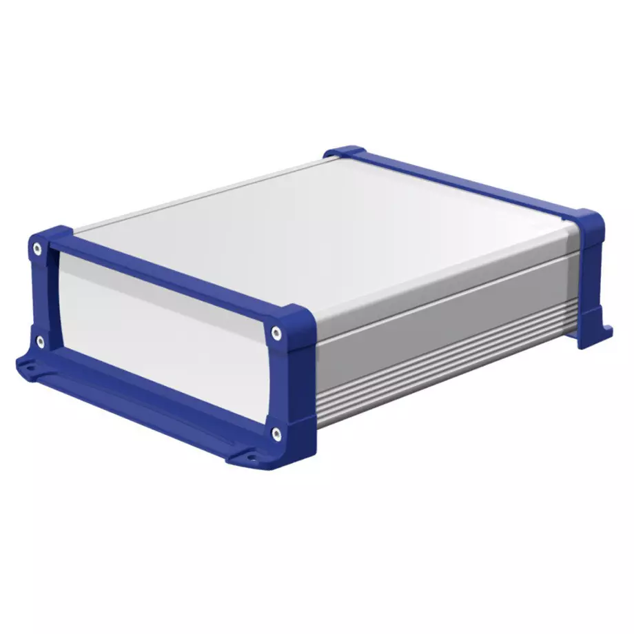 TAKACHI EXEF Series Flanged EMC Shield Aluminum Enclosure 240x90x290 mm External Dimension Silver / Navy, EXEF24-9-29SN