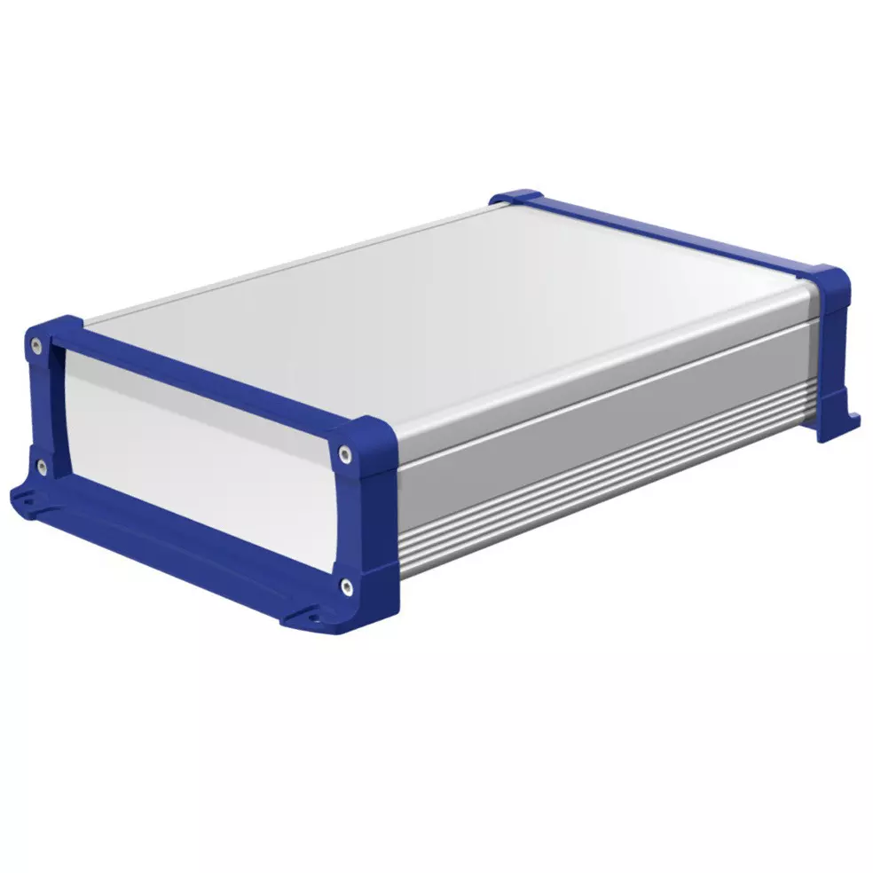 TAKACHI EXEF Series Flanged EMC Shield Aluminum Enclosure 240x90x350 mm External Dimension Silver / Navy, EXEF24-9-35SN