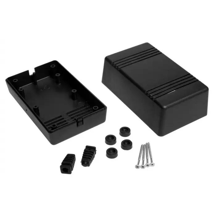 RS PRO Black ABS Enclosure, IP30, IK06, 130 x 79 x 65 mm Model No 1920783