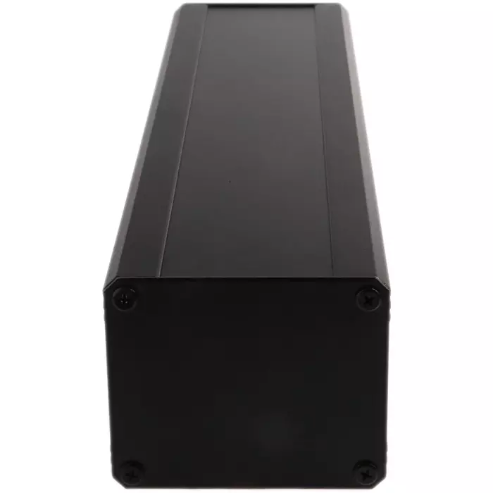RS PRO Black Extruded Aluminium Heat Sink Case, IP40, Black Lid, 400 x 100 x 86 mm Model No 1881263