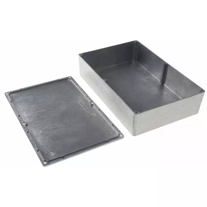 RS PRO Silver Die Cast Aluminium Enclosure, IP66, Silver Lid, 222.1 x 145.9 x 55.9mm Model No 5174459