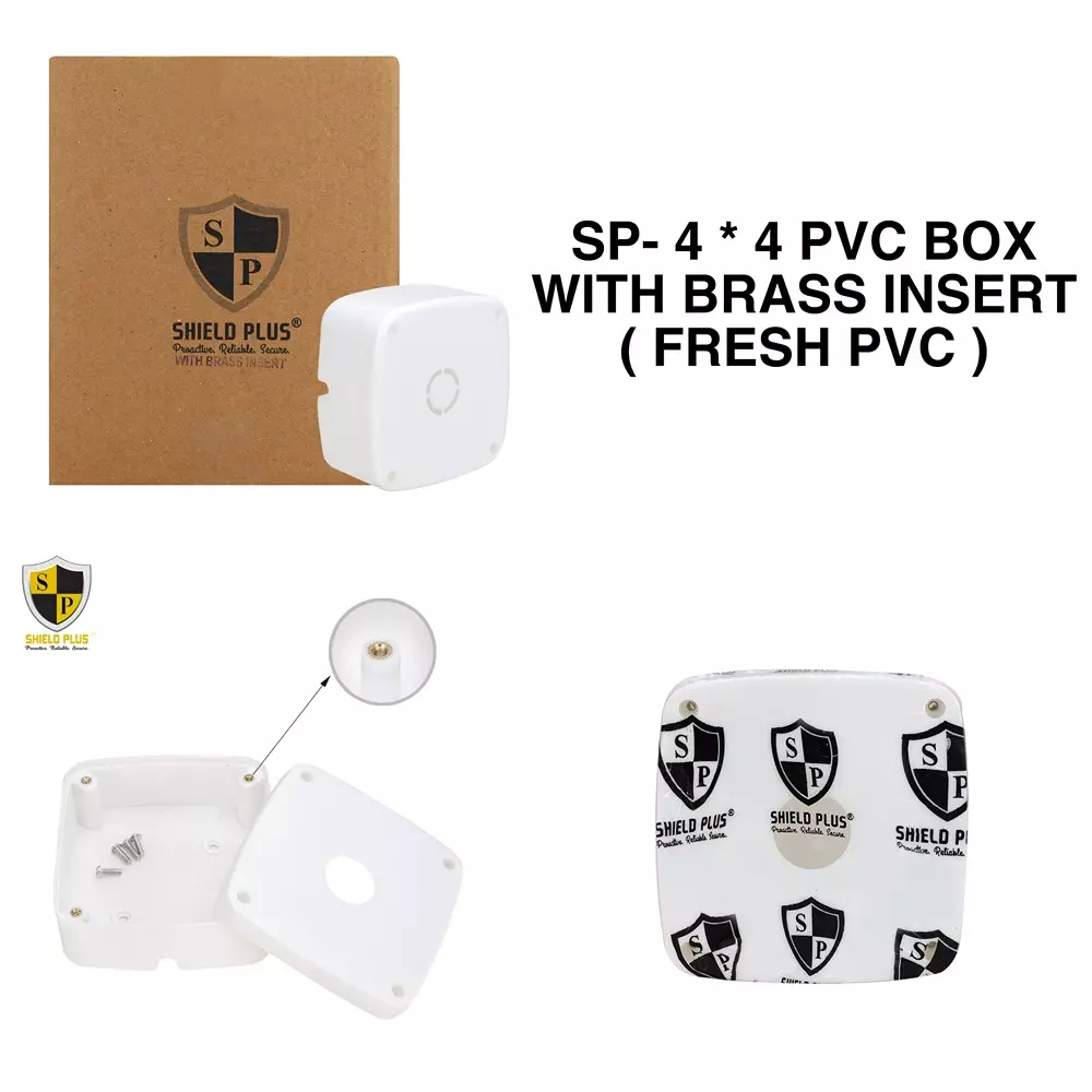 shield-plus-pvc-junction-box-surface-mount-4x4x2-inch-white-with-brass-stud-pack-of-20-pcs