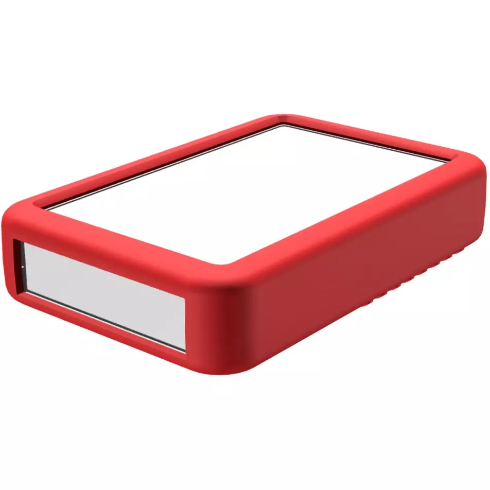 TAKACHI LCS Series Plastic Handheld Enclosure with Silicone Cover 151x101x32 mm Off-White / Red, LCS145-N-WR