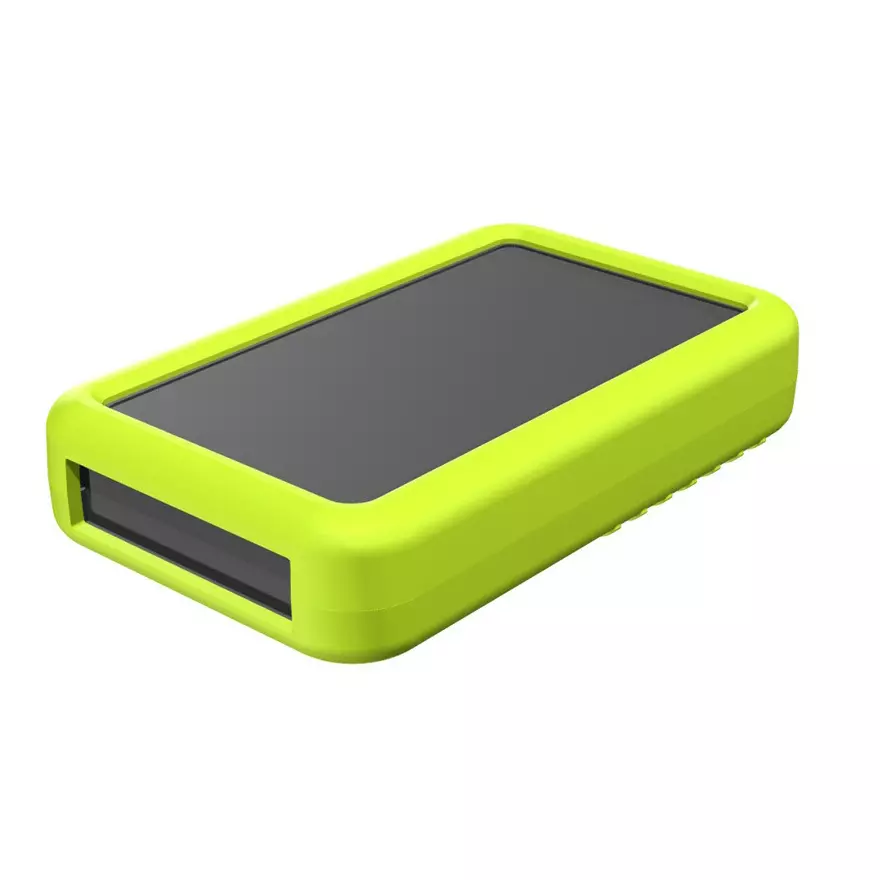 TAKACHI LCS Series Plastic Handheld Enclosure with Silicone Cover 120x74x24 mm Dark Gray / Green, LCS115-F3-DG
