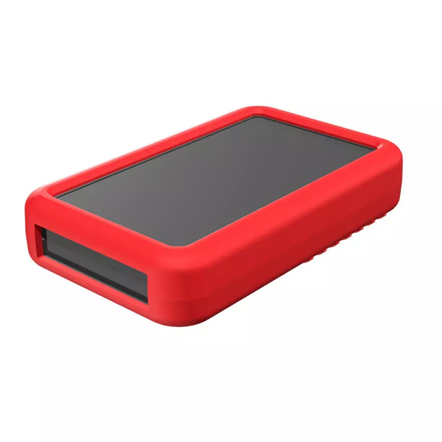 TAKACHI LCS Series Plastic Handheld Enclosure with Silicone Cover 120x74x24 mm Dark Gray / Red, LCS115-F3-DR