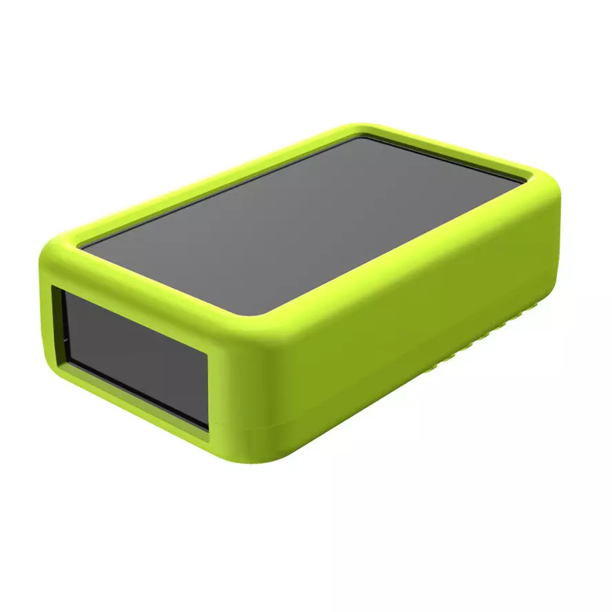 TAKACHI LCS Series Plastic Handheld Enclosure with Silicone Cover 120x74x32.5 mm Dark Gray / Green, LCS115H-F3-DG