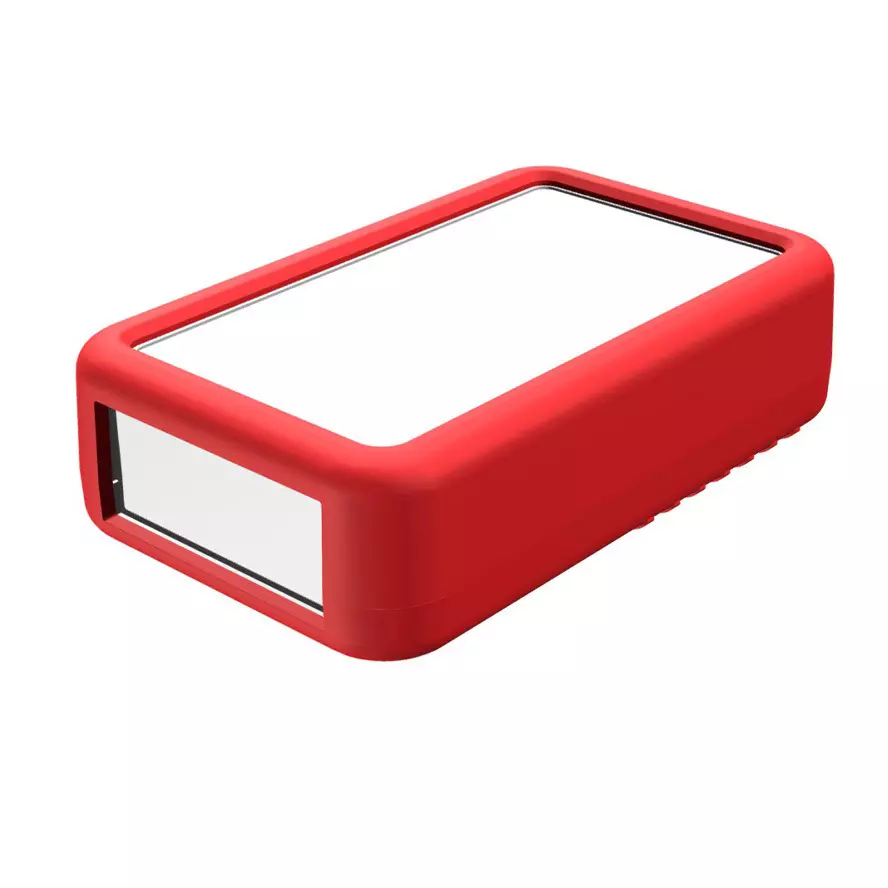 TAKACHI LCS Series Plastic Handheld Enclosure with Silicone Cover 120x74x32.5 mm Off-White / Red, LCS115H-F3-WR