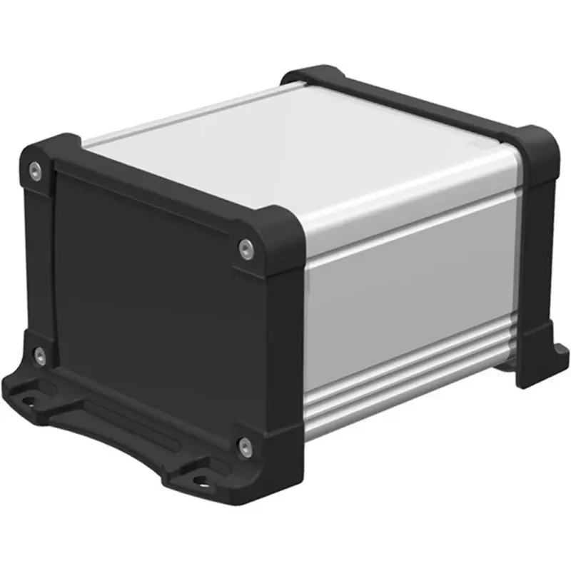 TAKACHI EXWF Series Waterproof Aluminum Case with Flange Foot 86x64x98 mm Silver / Black, EXWF9-6-10SB
