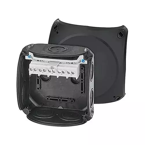 Hensel Cable Junction Box with Terminal 2.5-6 sq.mm Black IP66 Protection 130x130X77 mm, DK0606B (Pack of 5 Pcs)