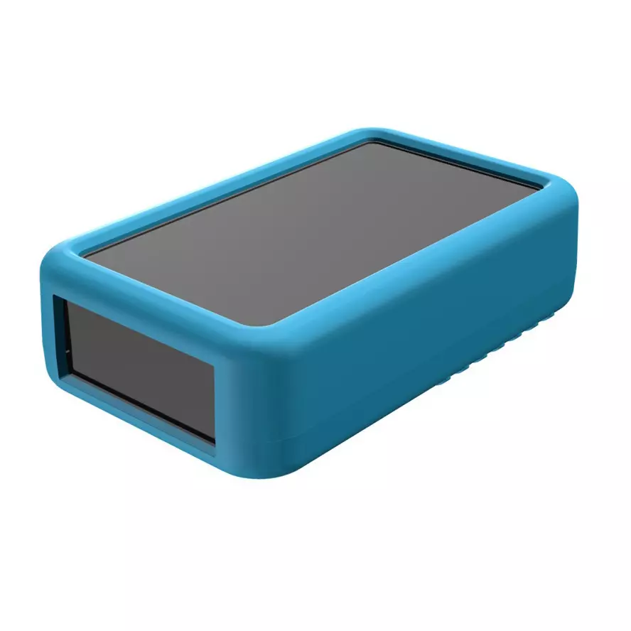 TAKACHI LCS Series Plastic Handheld Enclosure with Silicone Cover 120x74x32.5 mm Dark Gray / Blue, LCS115H-F3-DB