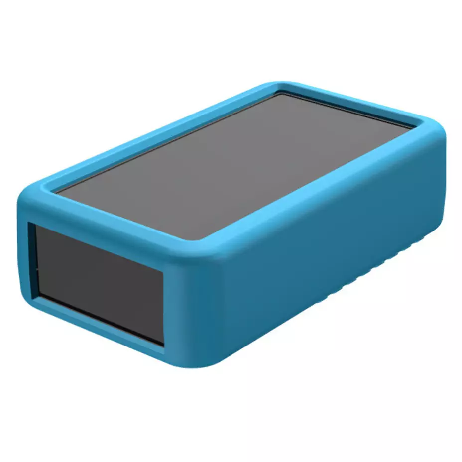 TAKACHI LCS Series Plastic Handheld Enclosure with Silicone Cover 141x81x40 mm Dark Gray / Blue, LCS135H-M2-DB