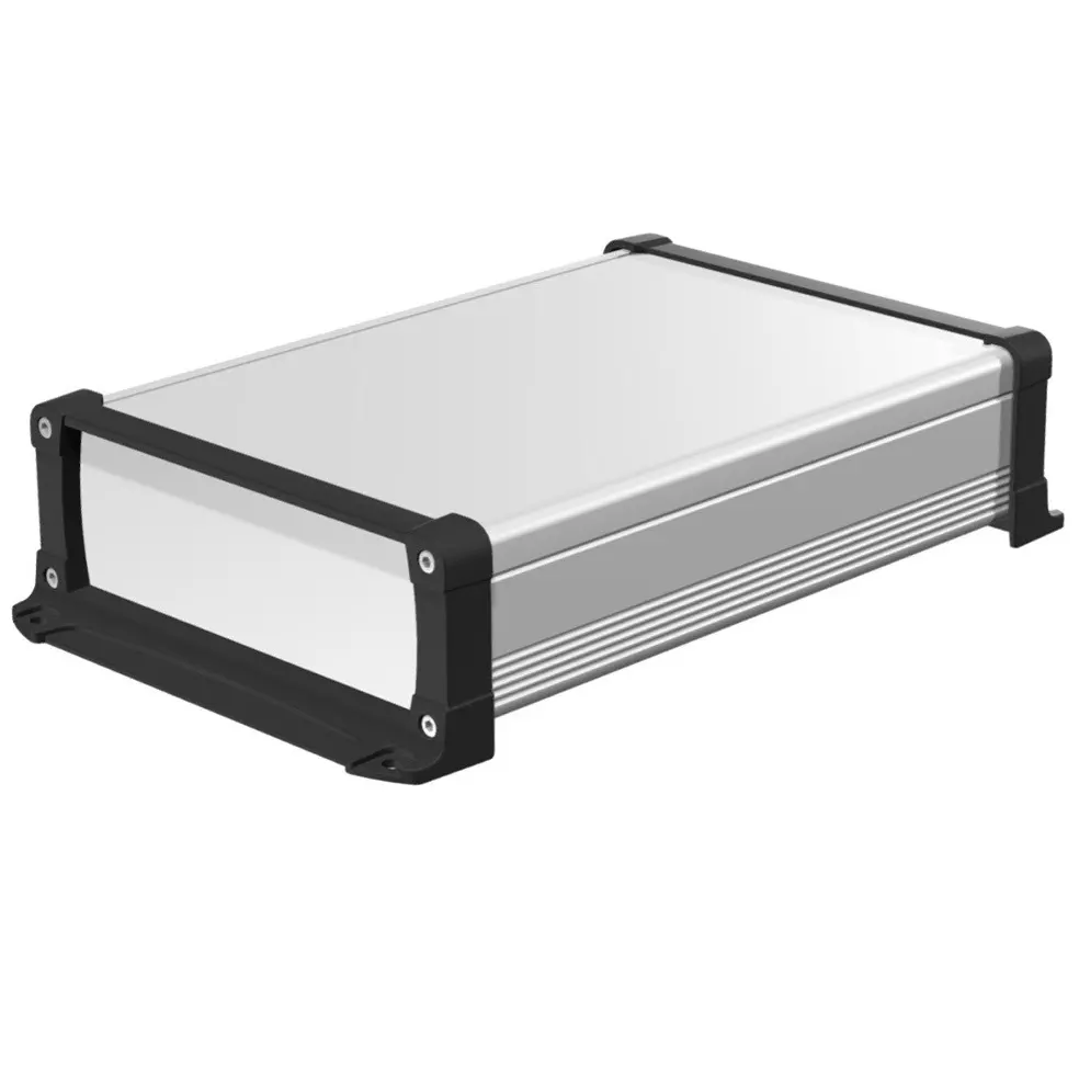 TAKACHI EXEF Series Flanged EMC Shield Aluminum Enclosure 240x90x350 mm External Dimension Silver / Black, EXEF24-9-35SB