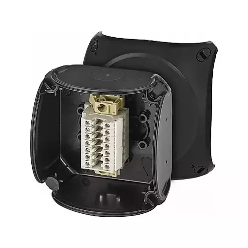 Hensel Cable Junction Box 93x93x62 mm Cable Size 0.5 - 4 sq.mm Black, RX0207T