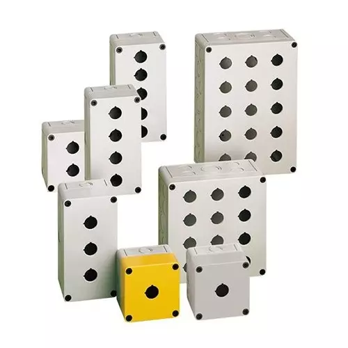 ALTECH Pushbutton Enclosure Polycarbonate (PC) Gray (Light Gray), 153-902