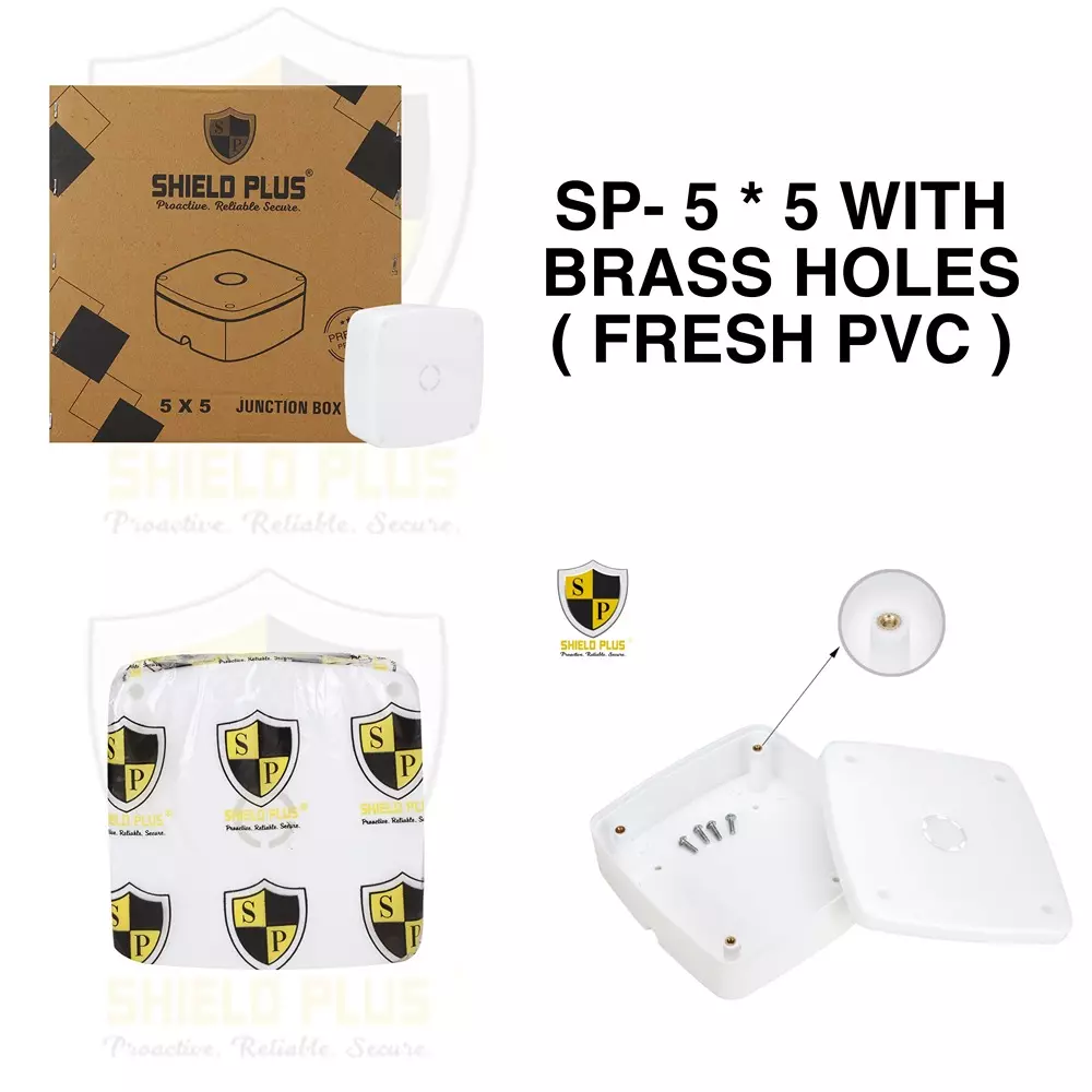 shield-plus-pvc-junction-box-surface-mount-5x5x2-inch-white-with-brass-stud-pack-of-20-pcs
