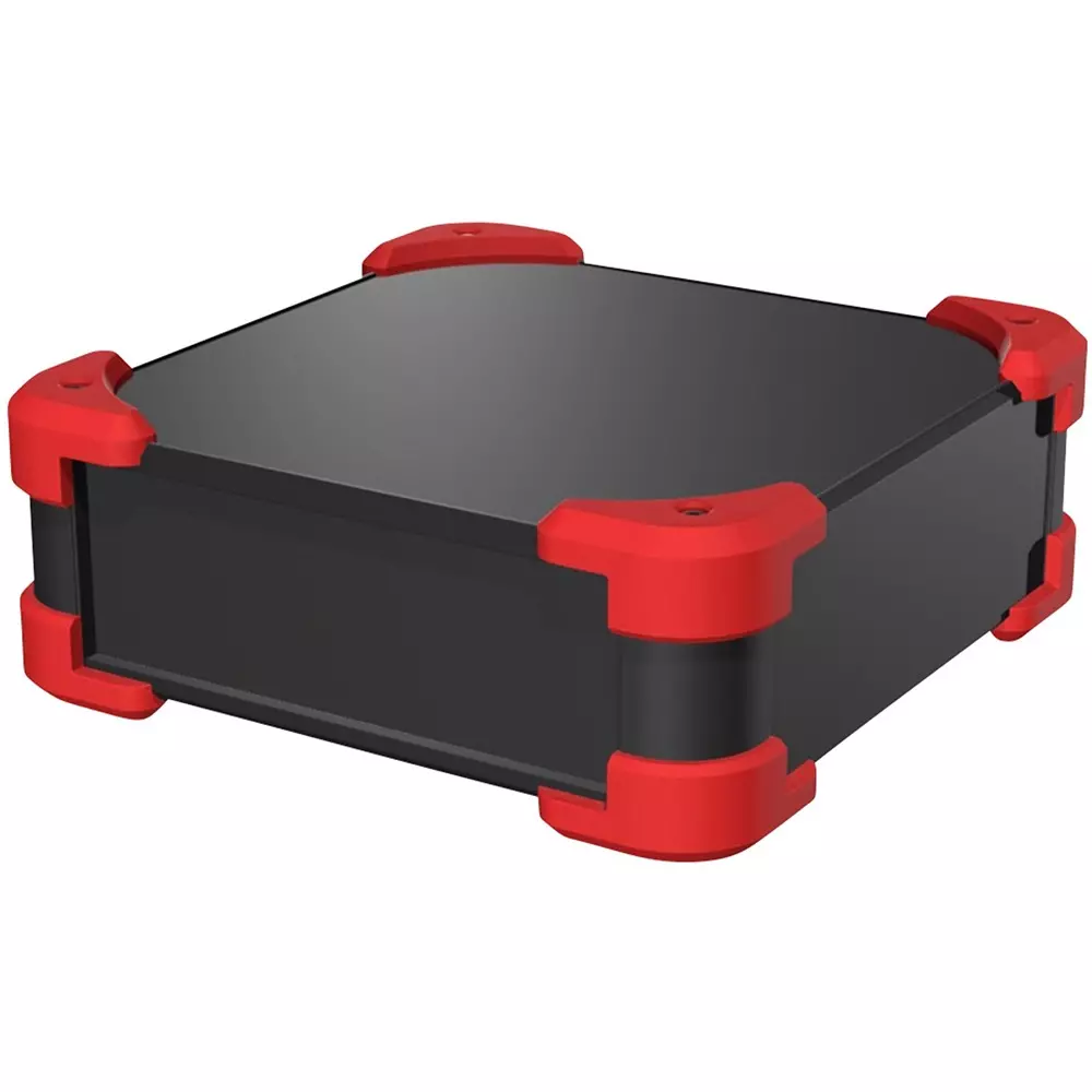 TAKACHI AUG Series Aluminum Case with Corner Guard 208x161x368 mm Black / Red, AUG149-20-36-BR