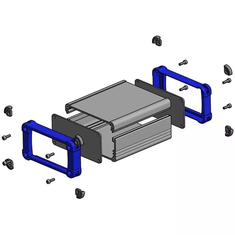TAKACHI EXP Series Aluminum Enclosure with Corner Guard BN Type 230x244x89 mm Black / Navy, EXP24-9-23BN