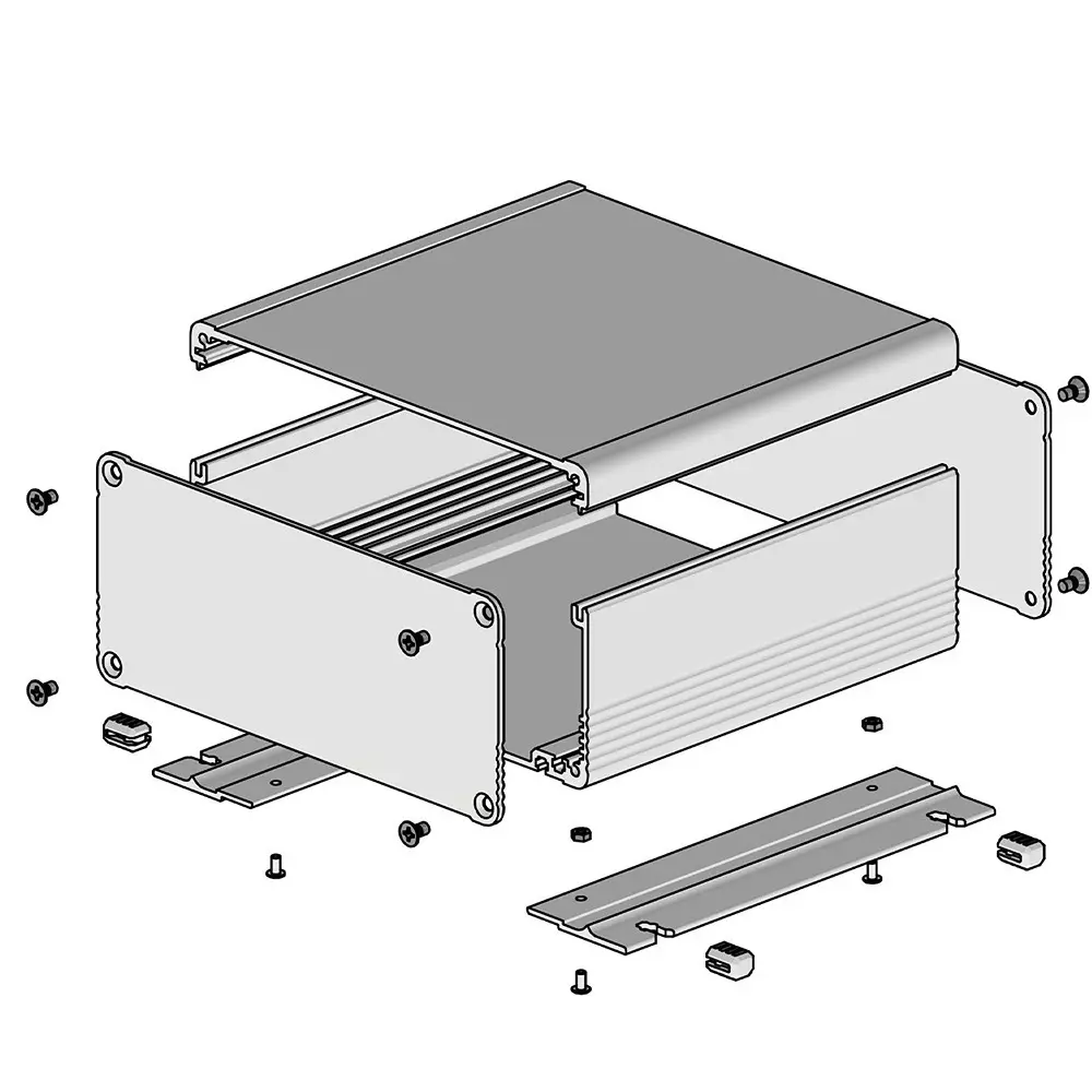 TAKACHI EXF Series Aluminum Extrusion Case with Flanged Feet 186.5x83.25x125 mm, EXF19-8-13SB