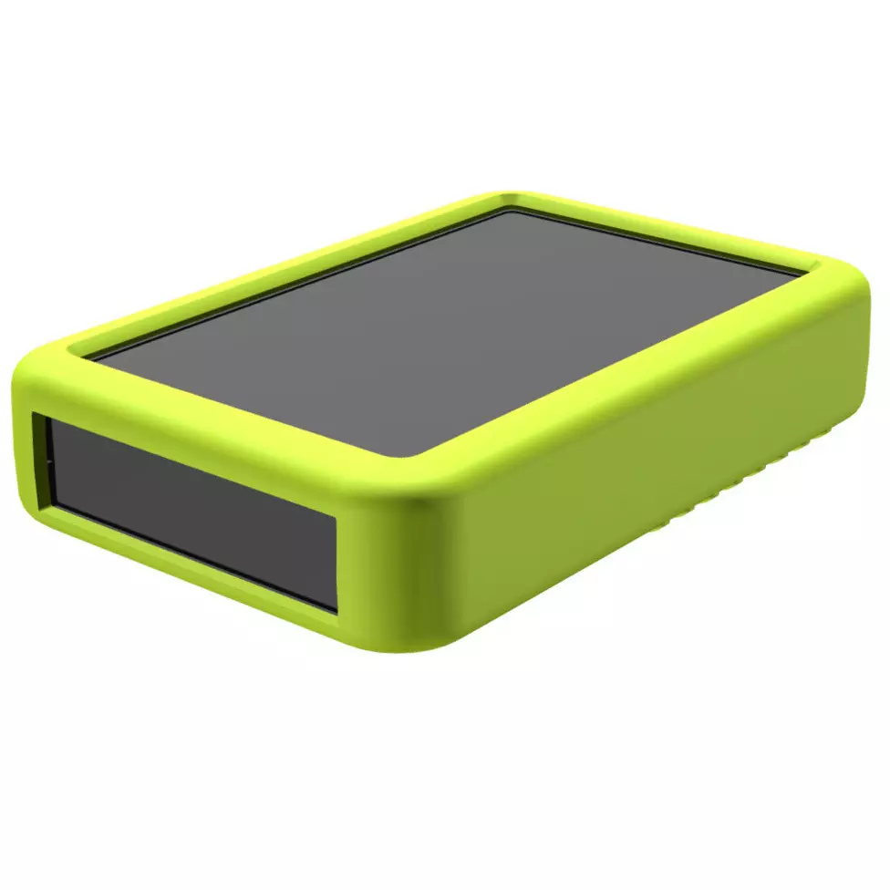 TAKACHI LCS Series Plastic Handheld Enclosure with Silicone Cover 151x101x32 mm Dark Gray / Green, LCS145-M4-DG
