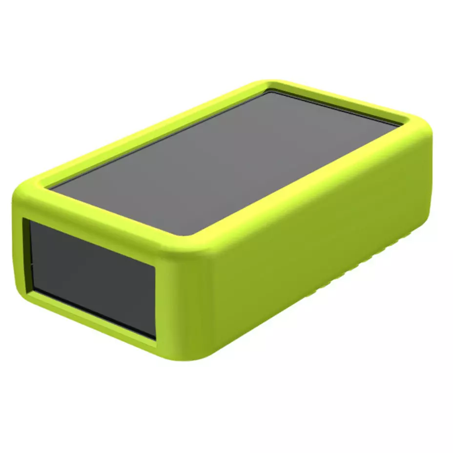 TAKACHI LCS Series Plastic Handheld Enclosure with Silicone Cover 141x81x40 mm Dark Gray / Green, LCS135H-M2-DG