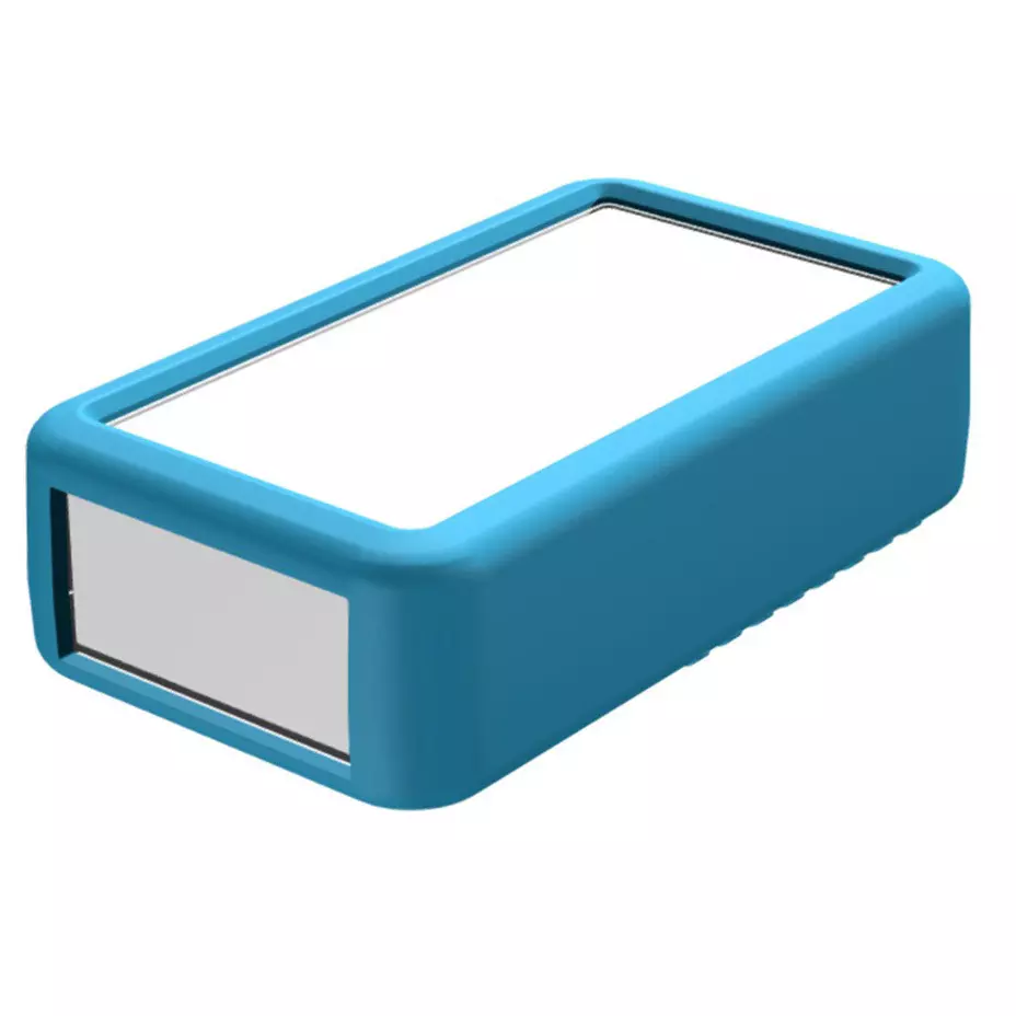 TAKACHI LCS Series Plastic Handheld Enclosure with Silicone Cover 141x81x40 mm Off-White / Blue, LCS135H-9V-WB