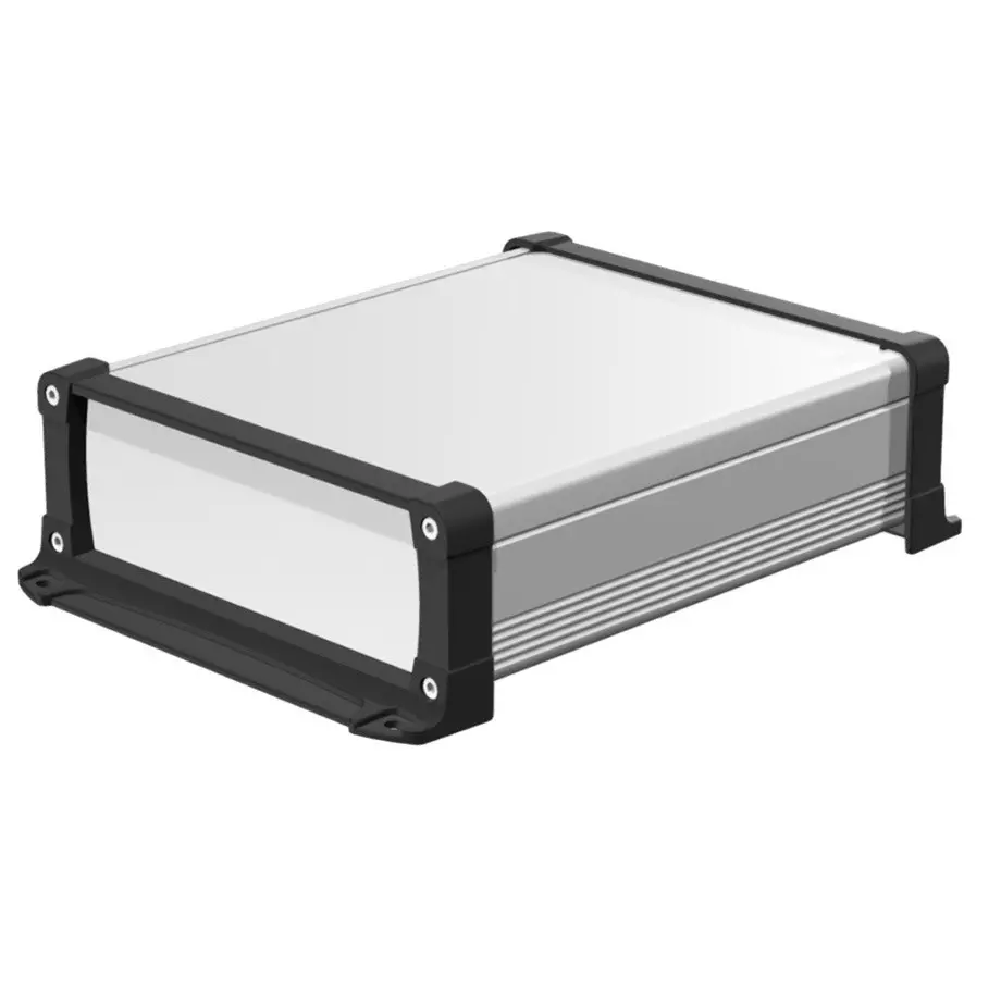 TAKACHI EXEF Series Flanged EMC Shield Aluminum Enclosure 240x90x290 mm External Dimension Silver / Black, EXEF24-9-29SB