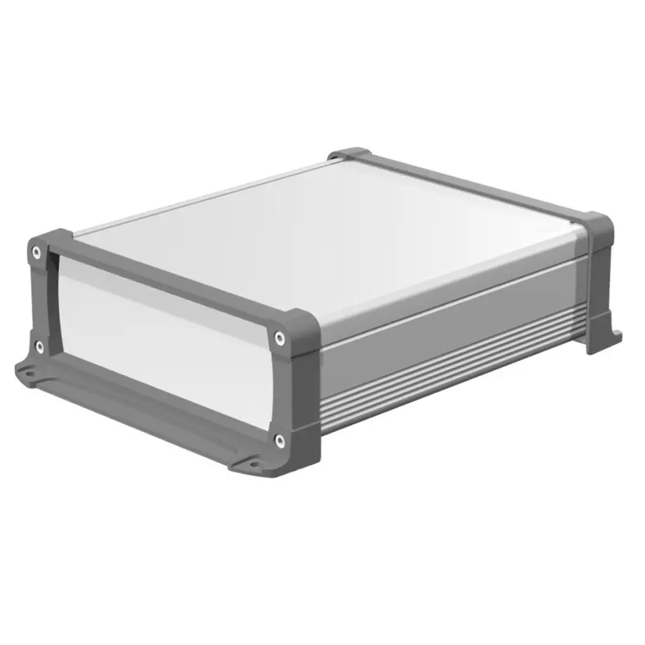 TAKACHI EXEF Series Flanged EMC Shield Aluminum Enclosure 240x90x290 mm External Dimension Silver Gray, EXEF24-9-29SG