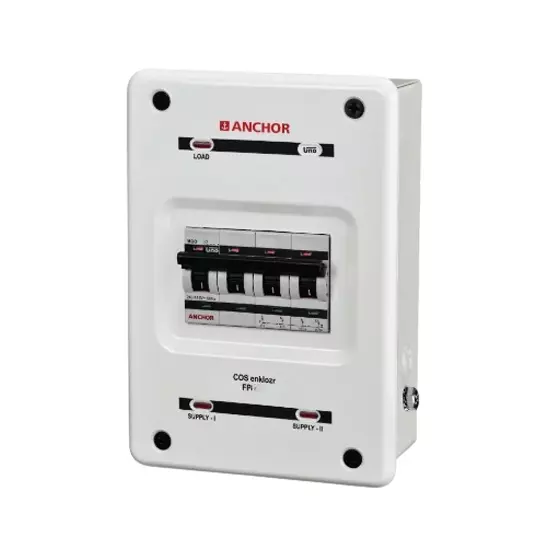 Anchor UNO Changeover Switch Enclosure Four Pole White 32 A Current Rating, 98086ENK