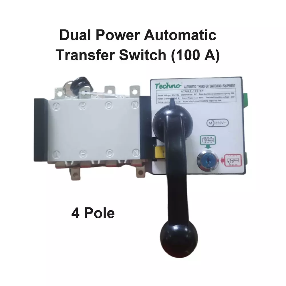 Techno Meters Dual Power Automatic Transfer Switch 100 A Current Built-in Controllers, ATSGA