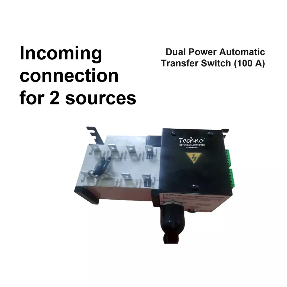 Techno Meters Dual Power Automatic Transfer Switch 100 A Current Built-in Controllers, ATSGA