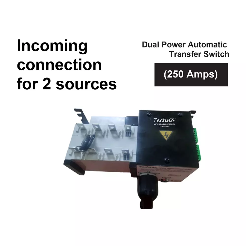 Techno Meters Dual Power Automatic Transfer Switch 250 A Current Built-in Controllers, ATSGA