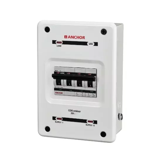 Anchor UNO Changeover Switch Enclosure Four Pole White 63 A Current Rating, 98088ENK