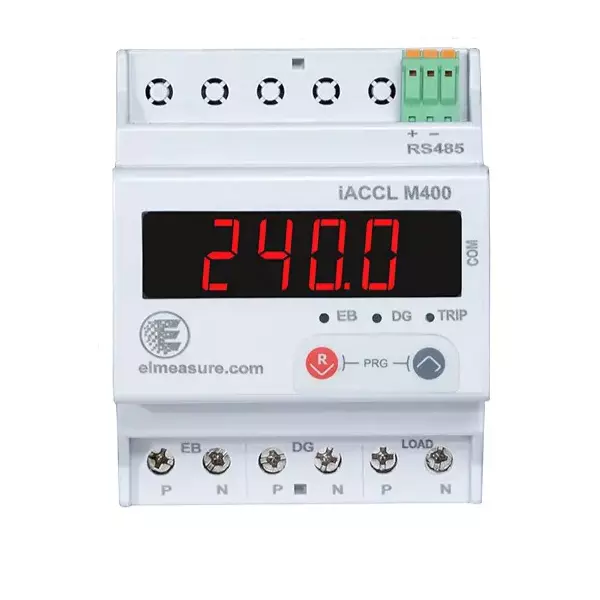 Elmeasure Single Phase Automatic Changeover with Current Limiter 32 A, Digital Display Relay Based 4 DIN, ALM400D11300