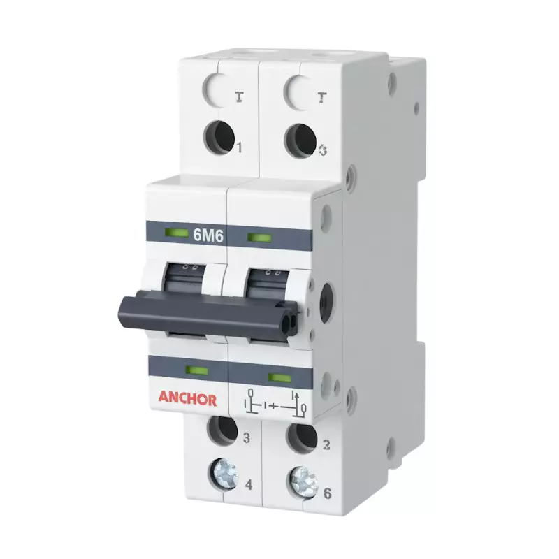 Anchor UNO E Changeover Switch PVC Plastic Double Pole 63 A White for Industrial Use, 98084