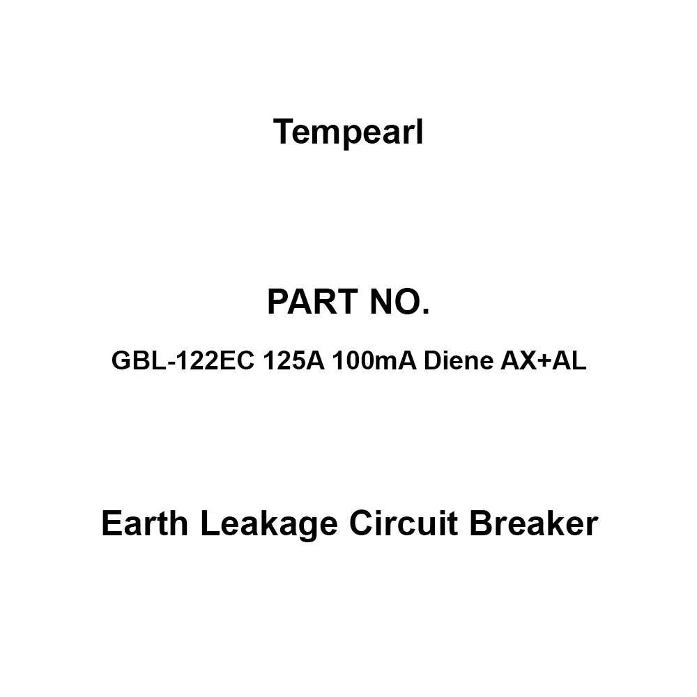 Tempearl Economic Type Earth Leakage Circuit Breaker 2P2E, GBL-122EC 125A 100mA Diene AX+AL