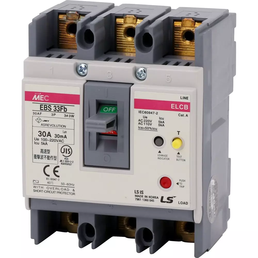 LS Electric Earth Leakage Breaker 30 Amp Rated Current, EBS33Fb/30A30mA