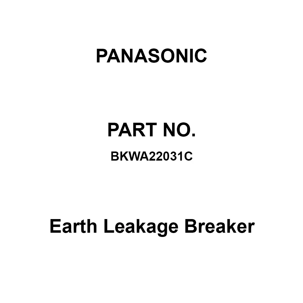 Panasonic Earth Leakage Breaker 2P2E 20 Amp Rated Current, BKWA22031C