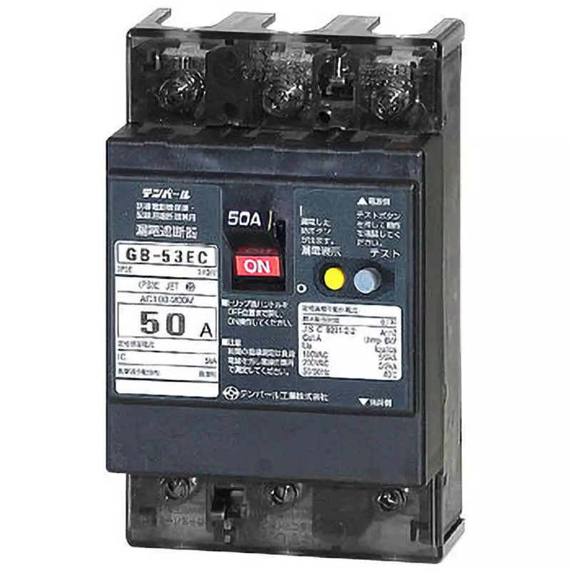 Tempearl Earth Leakage Breaker 50 Amp Rated Current 3P3E, GB-53EC 50A 30MA AL