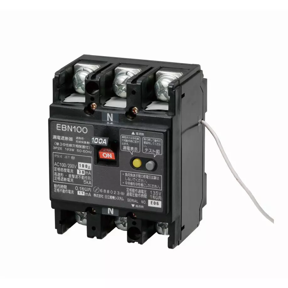 Hitachi Earth Leakage Breaker 75 Amp Rated Current, EBN100B3P75A30MA