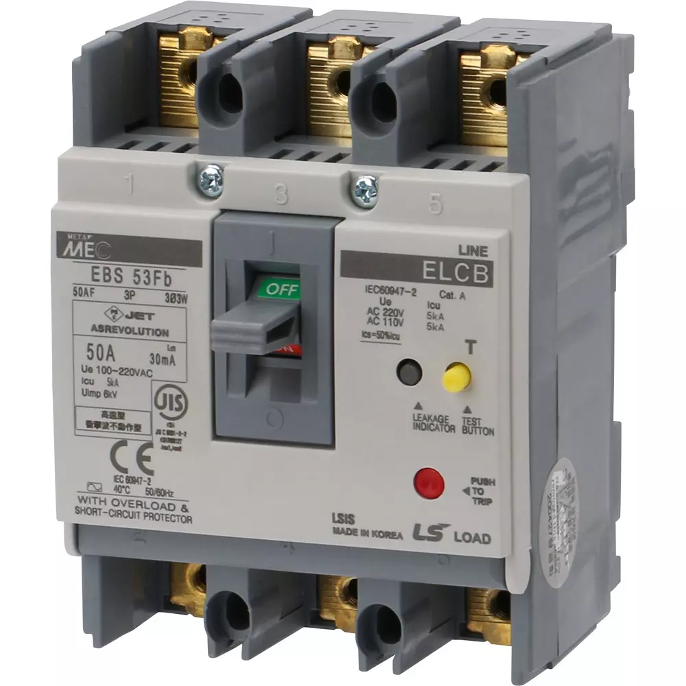 LS Electric Earth Leakage Breaker 50 Amp Rated Current, EBS53Fb/50A30mA