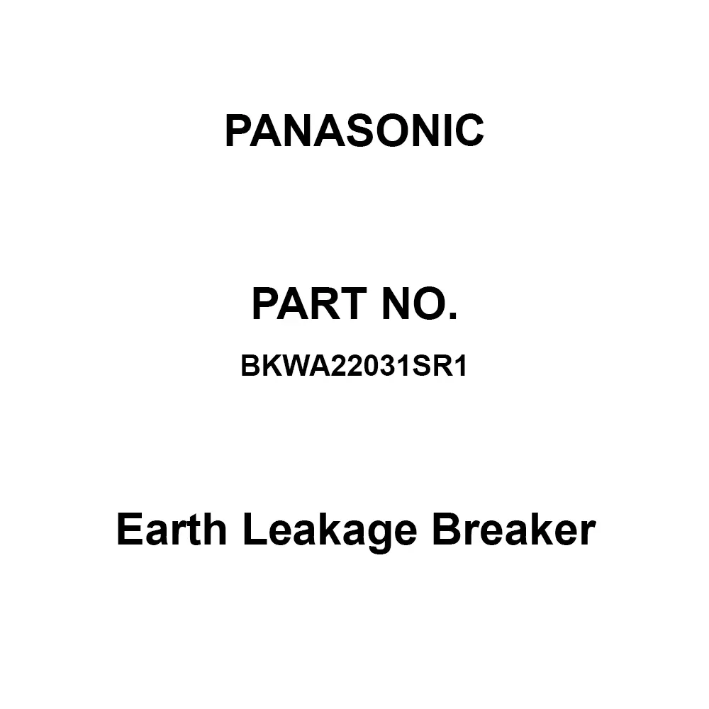 Panasonic Earth Leakage Breaker 2P 20 Amp Rated Current, BKWA22031SR1