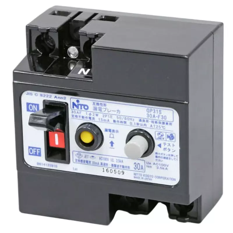 NITTO KOGYO Earth Leakage Breaker 30 A Rated Current, GP31S2P30AF30