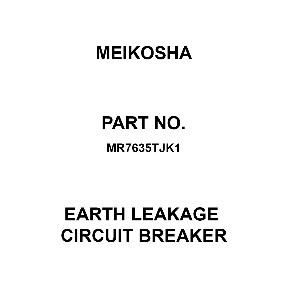Meikosha Earth Leakage Circuit Breaker 125 V Rated Voltage 20 Amp Current, MR7635TJK1