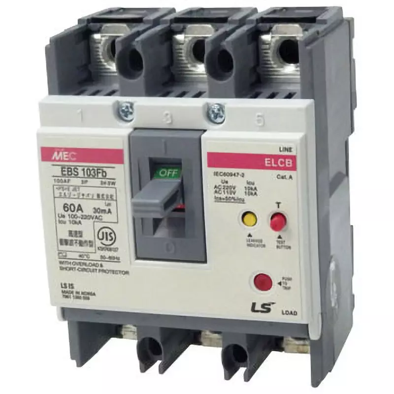 LS Electric Earth Leakage Breaker 60 Amp Rated Current, EBS103Fb/60A30mA
